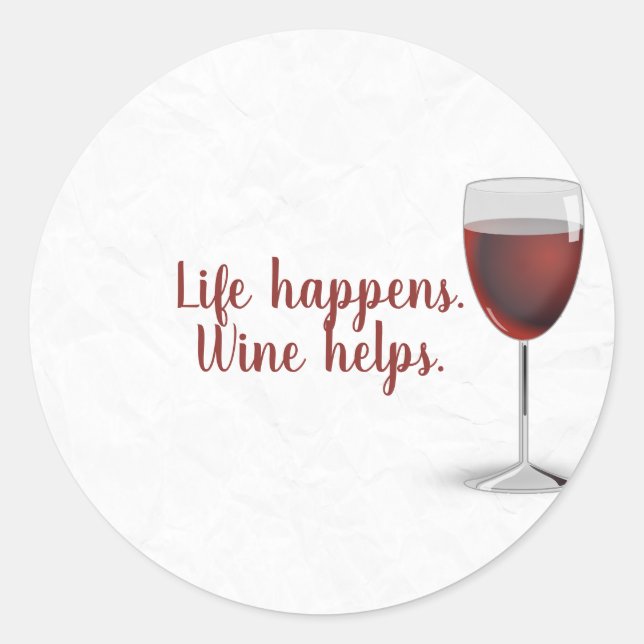 Sticker Rond verre de vin rouge sur papier (Devant)