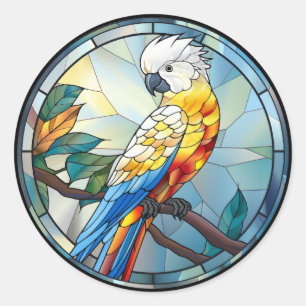 Sticker Rond Verre doux Cockatoo blanc Parrot Bird
