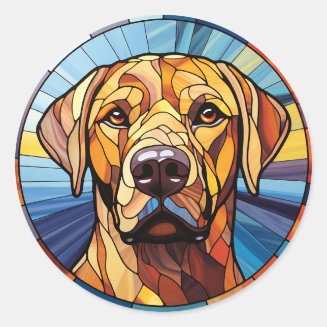 Sticker Rond Verre doux Golden Labrador Chien (Devant)