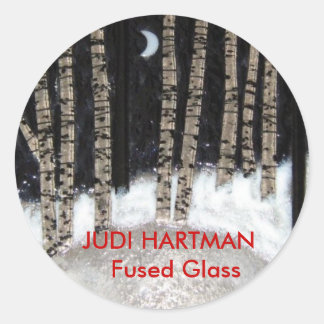 Sticker Rond Verre fusionné de nuit d'hiver
