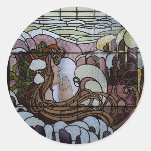 Sticker Rond Verre Jardin Art Nouveau Mer Scène