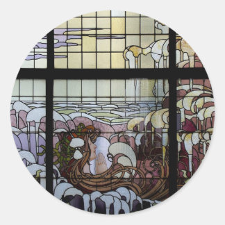Sticker Rond Verre Jardin Art Nouveau Mer Scène