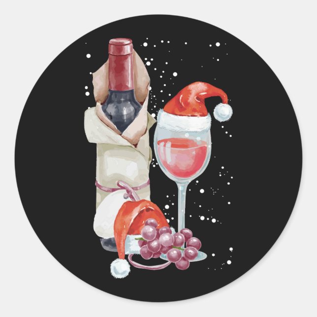 Sticker Rond Verre rouge de Noël Santa Hat (Devant)