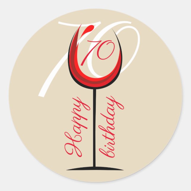 Sticker Rond Verre rouge moderne 70e anniversaire (Devant)