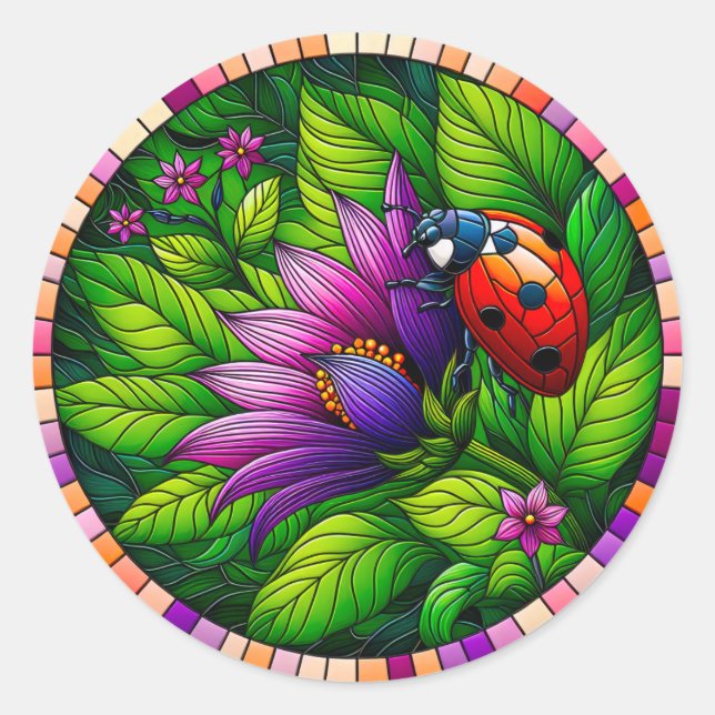 Sticker Rond Verre tendu de Ladybug (Devant)