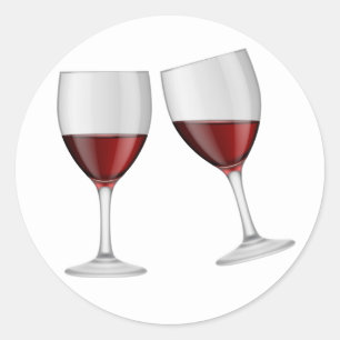 Sticker Rond Verres à Champagne de vin rouge de Bourgogne Maria