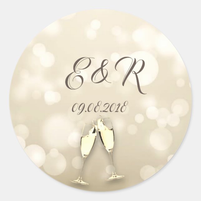 Sticker Rond Verres à vin bokeh élégants (Devant)