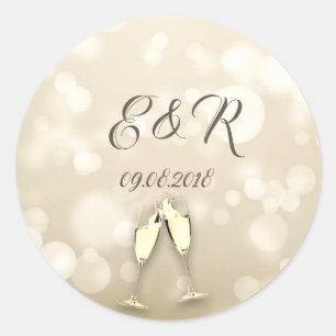 Sticker Rond Verres à vin bokeh élégants