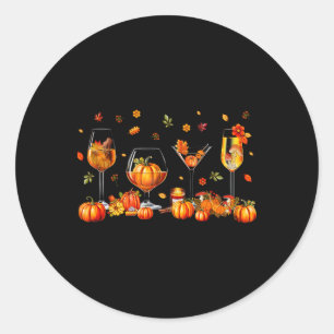Sticker Rond Verres à vin Fête de boisson Citrouille Saison d'a