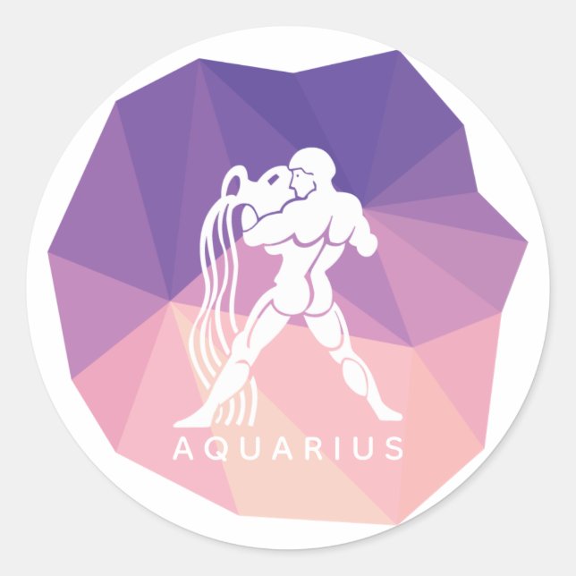Sticker Rond Verrou 3d signe zodiaque Aquarius. (Devant)