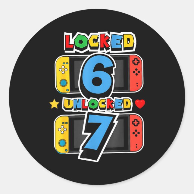 Sticker Rond Verrouillé 6 déverrouillé 7 jeu vidéo d'anniversai (Devant)