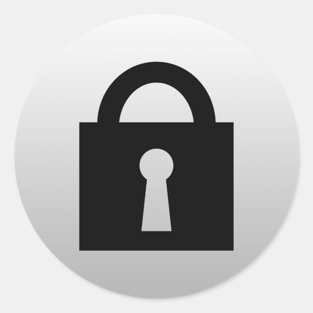 Sticker Rond Verrouiller. Icône Top Secret ou Confidential. (Devant)