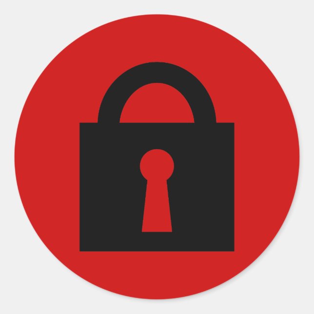 Sticker Rond Verrouiller. Icône Top Secret ou Confidential. (Devant)