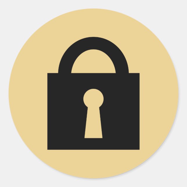 Sticker Rond Verrouiller. Icône Top Secret ou Confidential. (Devant)