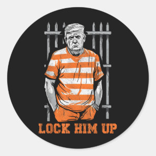 Sticker Rond Verrouillez-Le Drôle Donald Trump 2024 Va À Ja