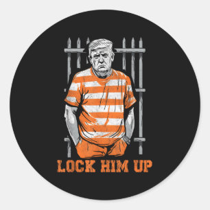 Sticker Rond Verrouillez-Le Drôle Donald Trump 2024 Va À Ja