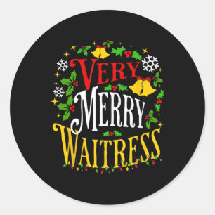 Sticker Rond Verry Merry Witress Christmas Holiday Server Paja