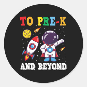 Sticker Rond Vers la maternelle et au-delà Astronaute Retour à
