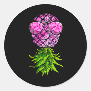 Sticker Rond Vers Le Bas Pink Ribbon Sensibilisation au cancer 