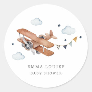 Sticker Rond Vers le haut et vers l'extérieur, Baby shower Vint
