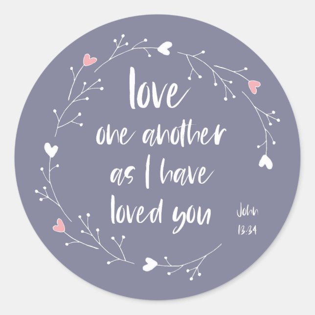 Sticker Rond Verse biblique : Amour mutuel (+ coeurs) (Devant)