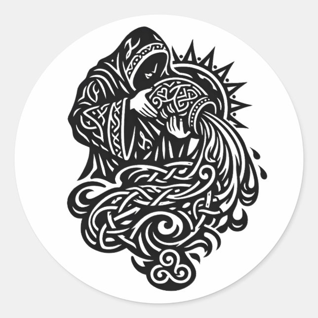 Sticker Rond Verseau — Le Porteur d'Eau par BurnsInHell (Devant)