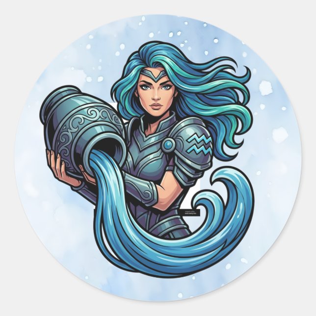 Sticker Rond Verseau Porteur d'Eau (Devant)
