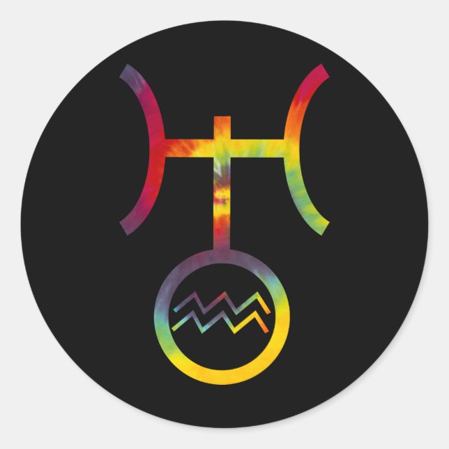 Sticker Rond Verseau Uranus Symbole Planétaire Tie Dye Party (Devant)
