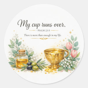 Sticker Rond Verset biblique pour la force, Psaume 23:5, Juif
