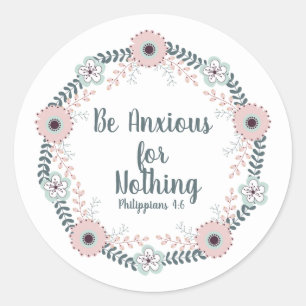 Sticker Rond Verset de la Bible chrétienne florale bleu rose bl