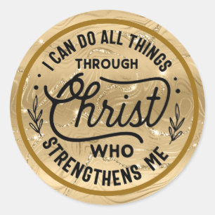 Sticker Rond Verset de la Bible d'encouragement avec élégant br