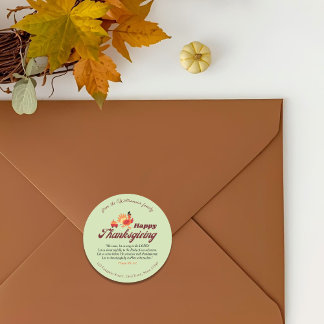 Sticker Rond Verset de la Bible pour Thanksgiving | Enveloppe a