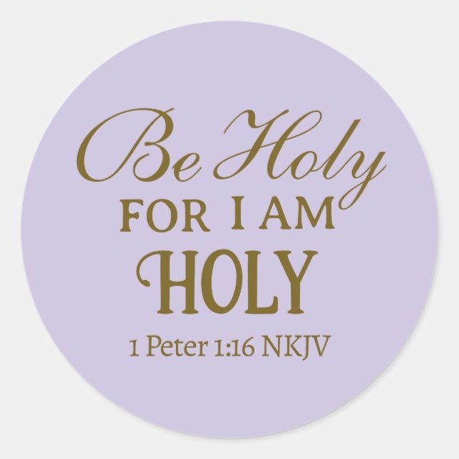 Sticker Rond Verset de la Sainte Bible Violet et Or Simple Chré (Devant)