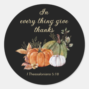 Sticker Rond Versets bibliques chrétiens de Thanksgiving Citrou