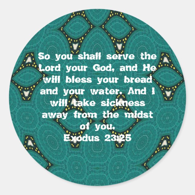 Sticker Rond Versets de la Bible Guérir l'Écriture Citation Exo (Devant)