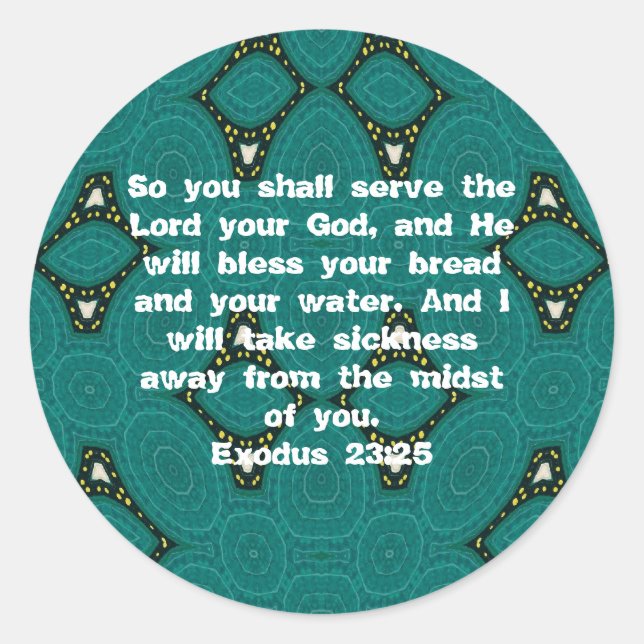 Sticker Rond Versets de la Bible Guérir l'Écriture Citation Exo (Devant)