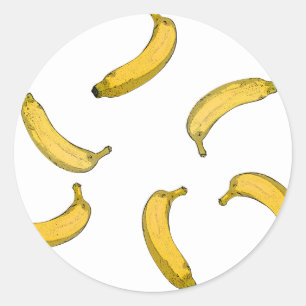 Sticker Rond Version de croquis de motif Banana
