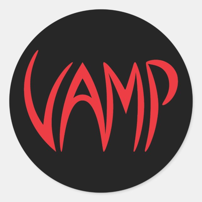 Sticker Rond Version du texte Vamp (noir/rouge) (Devant)