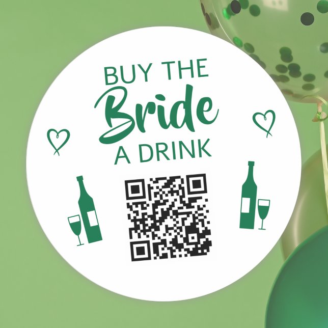 Sticker Rond Vert Acheter la Mariée un Verre Code QR Enterremen (Créateur téléchargé)