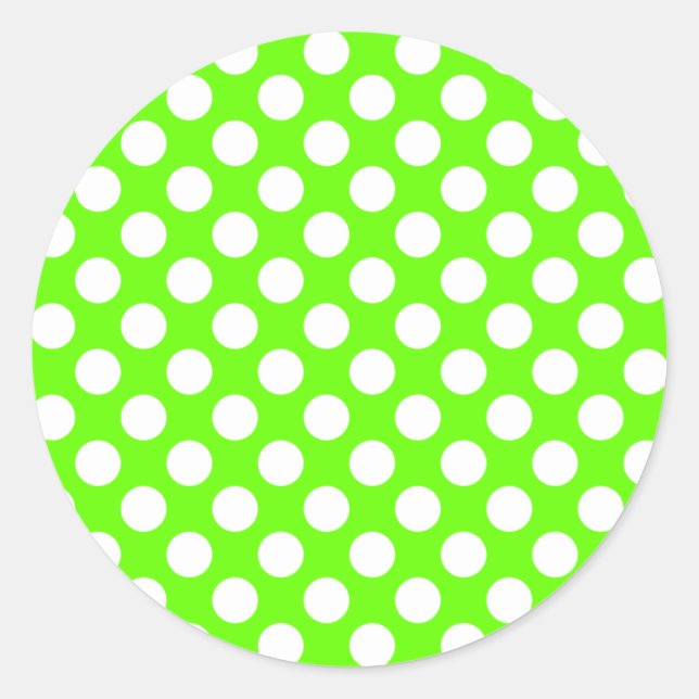 Sticker Rond Vert citron et pois blancs (Devant)
