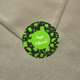 Sticker Rond Vert Déplaisant crâne Critère Rats Motif d'horreur