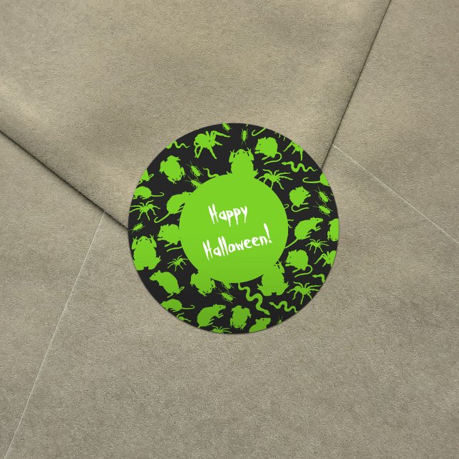 Sticker Rond Vert Déplaisant crâne Critère Rats Motif d'horreur (Créateur téléchargé)