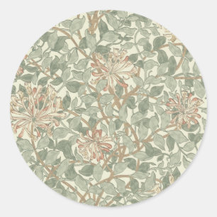 Sticker Rond Vert doux Vintage William Morris Honeysuckie