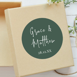 Sticker Rond Vert Émeraude classique Faveur de mariage personna