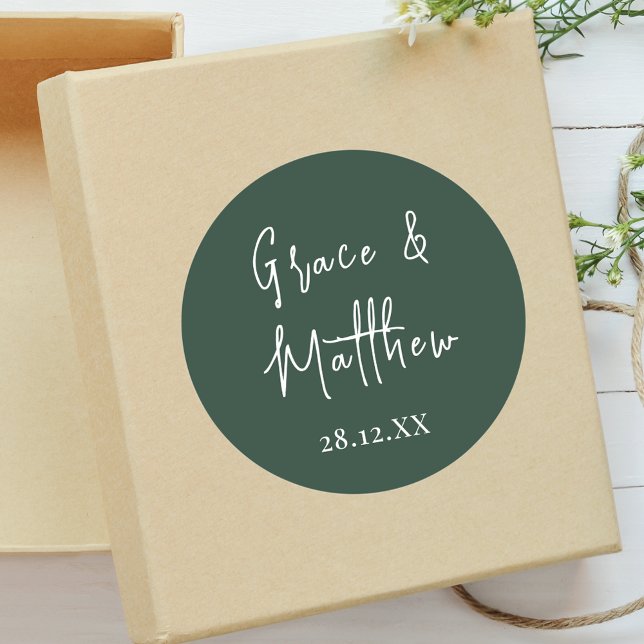 Sticker Rond Vert Émeraude classique Faveur de mariage personna (Créateur téléchargé)