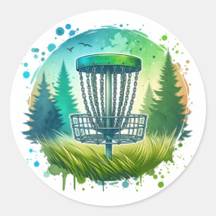 Sticker Rond Vert et Bleu Disque Golf Thème