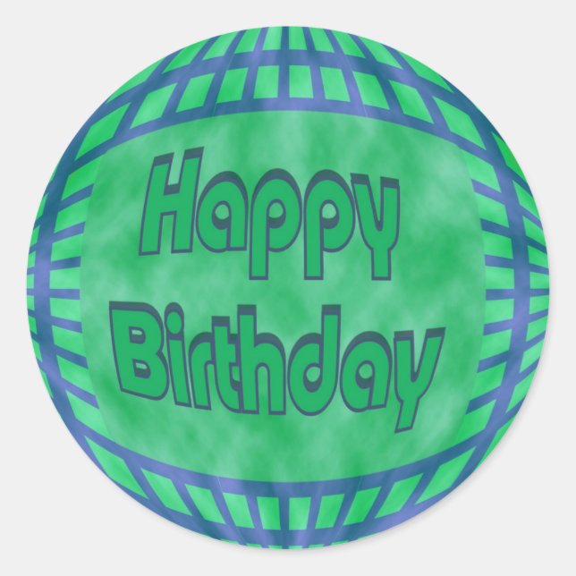Sticker Rond vert et bleu Joyeux anniversaire (Devant)
