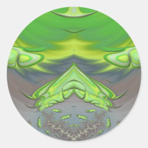 Sticker Rond ~ Vert et gris fractal ~