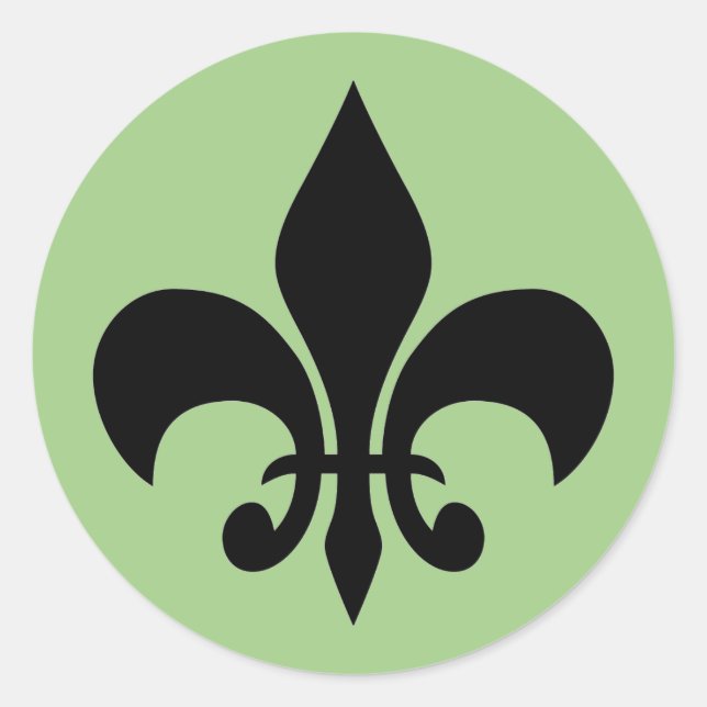 Sticker rond vert Fleur de lis (Devant)