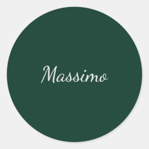 Sticker Rond Vert foncé Élégant Casual Propre Nom Écriture manu